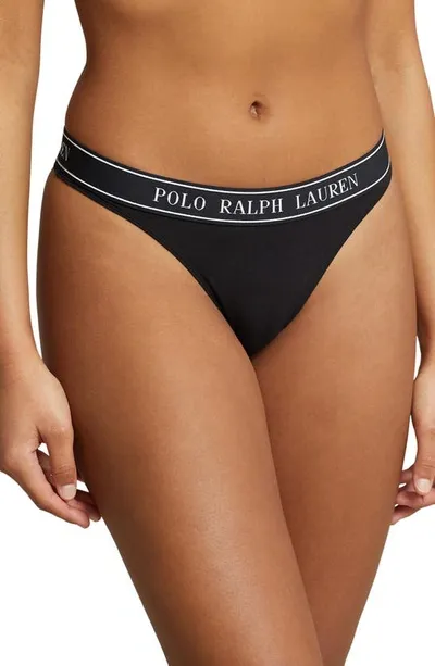 Polo Ralph Lauren Essentials Thong Panty In Onyx