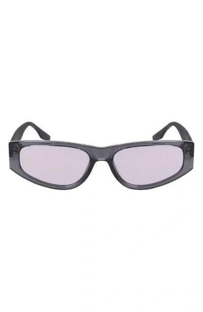 Converse Fluidity 56mm Rectangular Sunglasses In Crystal Cyber Grey