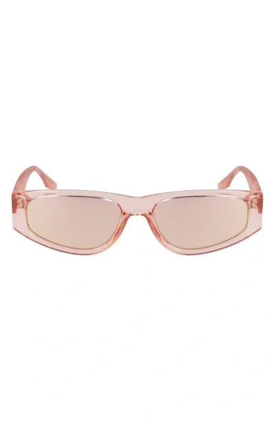 Converse Fluidity 56mm Rectangular Sunglasses In Crystal Cheeky Coral