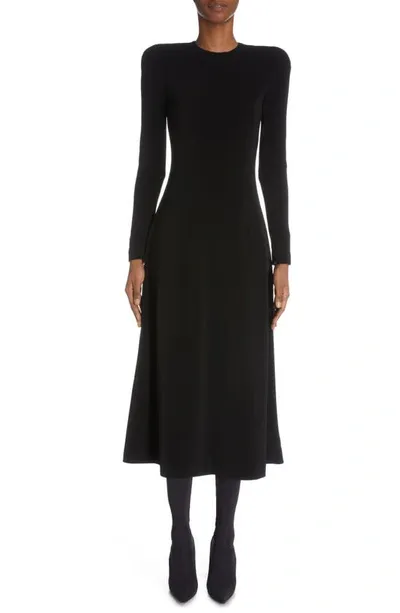 Balenciaga Long-sleeve Midi Dress In Schwarz