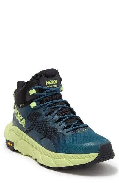 Hoka Trail Code Gtx Hiking Shoe In Blue Graphite/blue Coral