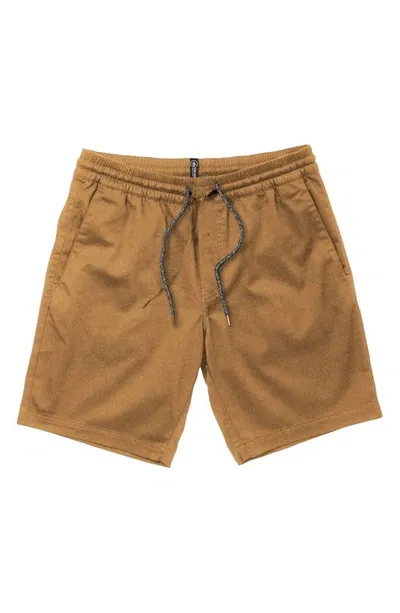 Volcom Frickin' Drawstring Waist Shorts In Dark Khaki