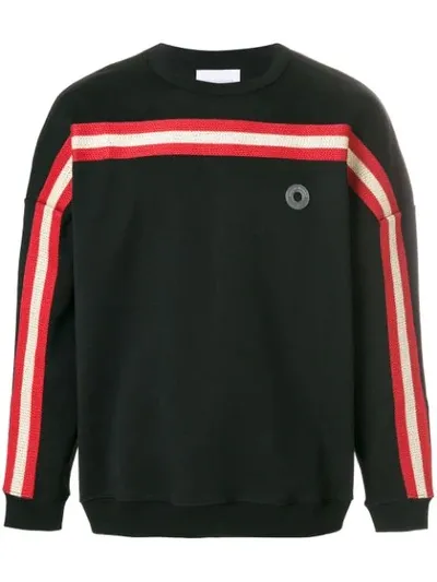 Drôle De Monsieur Striped Logo Sweater In Black