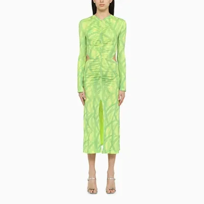 Rotate Birger Christensen Cut-out Detail Ruched Dress In Yellow