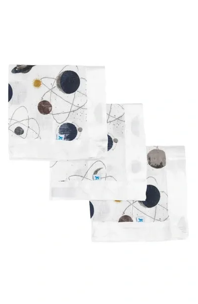 Little Unicorn Kids' 3-pack Print Cotton Muslin Blankets In Planetary