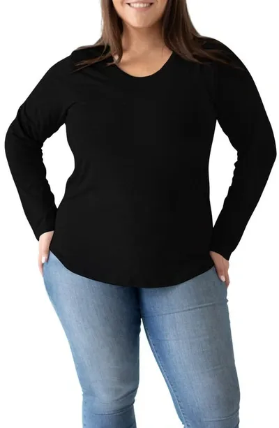 Kindred Bravely Long Sleeve Maternity/nursing T-shirt In Black