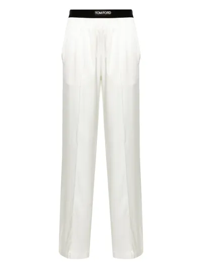 Tom Ford Velvet-trimmed Satin-twill Pants In Nude & Neutrals