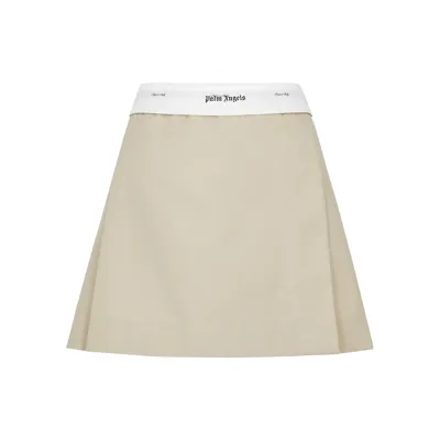 Palm Angels Pleated Jersey Mini Skirt In White