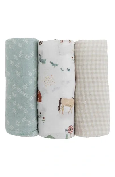 Little Unicorn Kids' 3-pack Muslin Swaddle Blanket In Farmyard