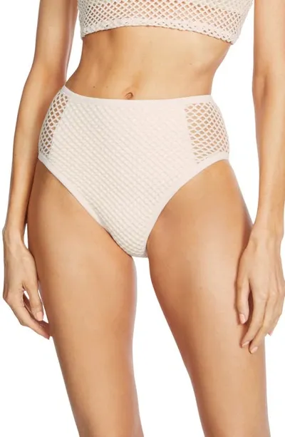 Robin Piccone Women's Pua Mesh High-waist Bikini Bottom In Ecru