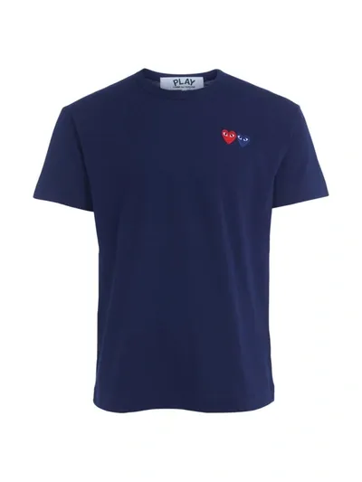 Comme Des Garçons Play Comme Des Garcons Play Men Double Heart T-shirt In Blue