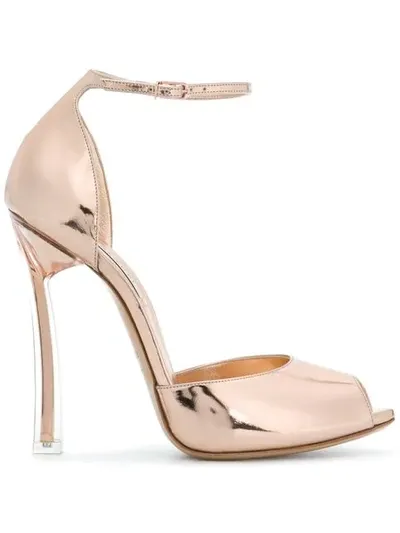 Casadei Peep Toe Sandals In Metallic