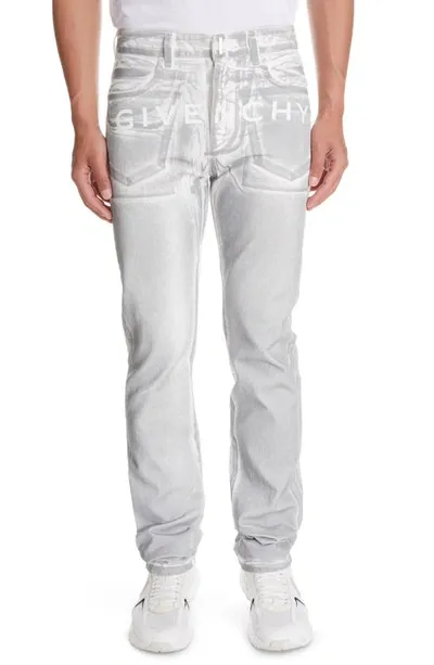 Givenchy Reflective Paint Straight Leg Jeans In White