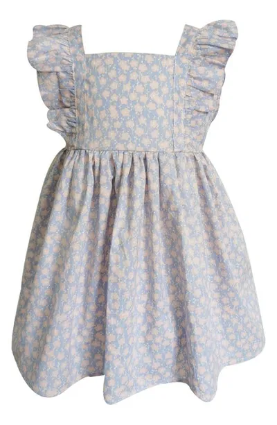 Popatu Kids' Floral Cotton Pinafore Dress In Blue