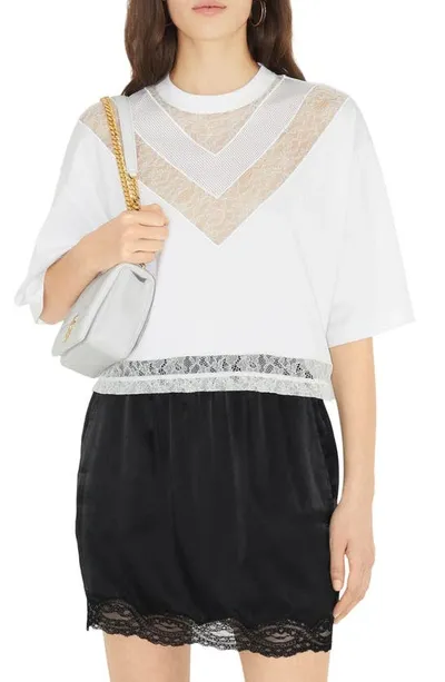 Burberry Lace V Paneled Boxy T-shirt In Optic White