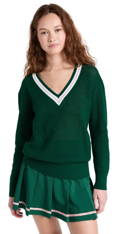 Varley Hadley Lightweight V-neck Knit Pullover In Green