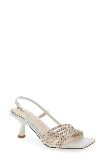 Cecelia New York Kasper Square Toe Sandal In Pearl White Jewel