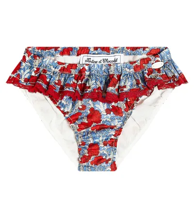 Tartine Et Chocolat Baby Floral Cotton Bikini Bottoms In 77 Orange Foncé