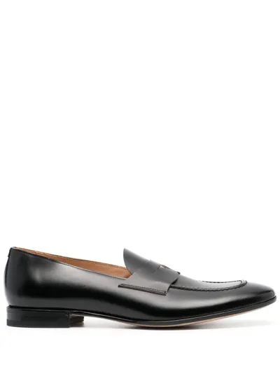 Lidfort Leather Penny Loafer In Black