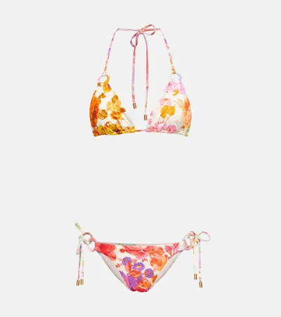 Zimmermann Raie Ring Tie Two-piece Bikini Set In Spliced