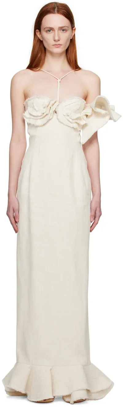 Jacquemus La Robe Artichaut Ruffled Maxi Dress In Off White