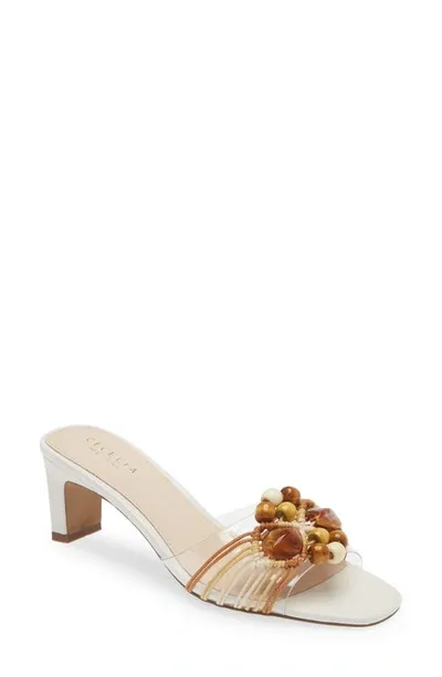 Cecelia New York Anna Belle Beaded Block Heel Sandal In Alabaster