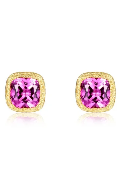 Lafonn Created Sapphire Cushion Stud Earrings In Purple