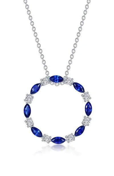 Lafonn Fancy Lab Grown Sapphire Pendant Necklace In Blue