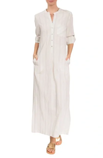 Everyday Ritual Tracey Stripe Cotton Nightgown In Honeydew Stripe