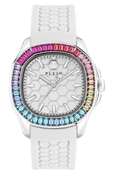 Philipp Plein Women's Spectre Lady White Silicone Strap Watch 38mm In Stainless Steel