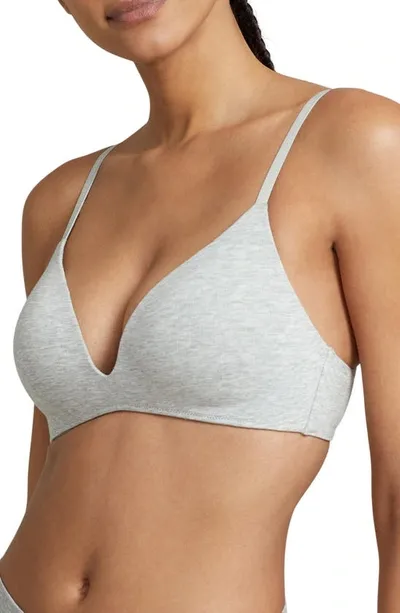 Polo Ralph Lauren Wire Free Plunge Bra In Heather Gray