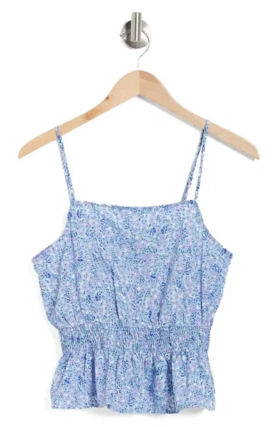 Vero Moda Henna Smocked Peplum Top In Birch Aop Blue Hollo