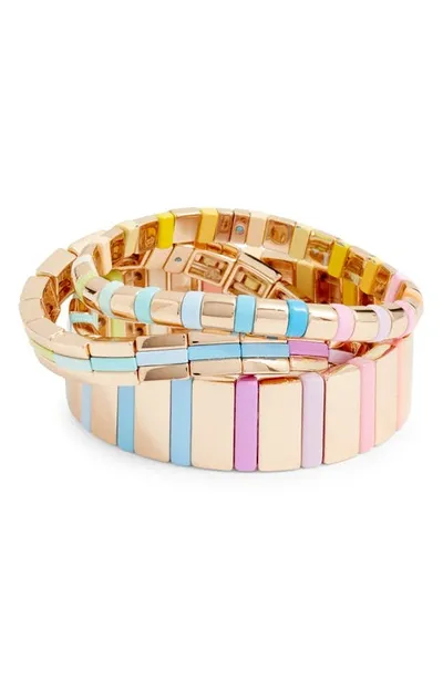 Roxanne Assoulin Set Of 3 It's A Pleasure Bracelets In Gold Multi