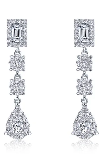 Lafonn Simulated Diamond Halo Linear Drop Earrings In Silver