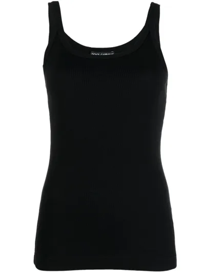 Dolce & Gabbana Dolce&gabbana Logo-patch Ribbed Tank Top In Black