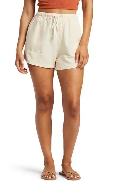 Roxy Sand & Sea Drawstring Cargo Shorts In Beige