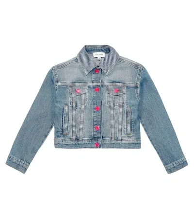 Marc Jacobs Kids'  Girls Blue Denim Landscape Jacket In Denim Blue