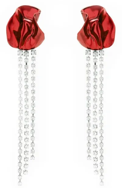 Sterling King Georgia Crystal Drop Earrings In Ruby