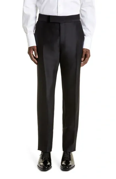 Tom Ford Atticus Organza Reverse Twill Tuxedo Pants In Black