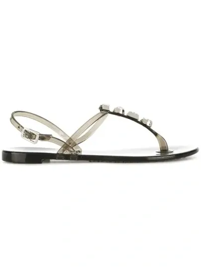 Casadei Gem Embellished Sandals In Black