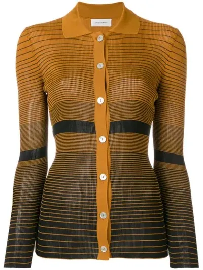 Wales Bonner Yellow/black Spread Collar Striped Jacquard Cardigan