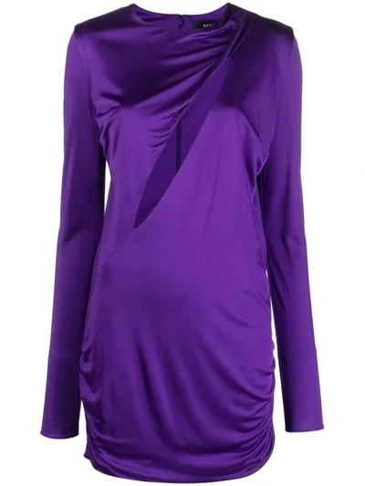 Versace Purple Minidress With Cut-out Detailing Satin Effect In Viscose Woman