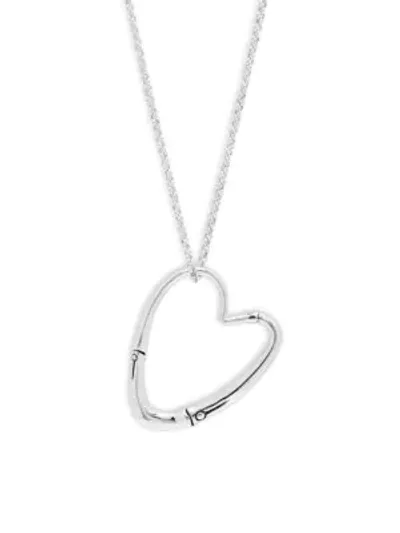 John Hardy Silver Bamboo Heart Pendant Necklace