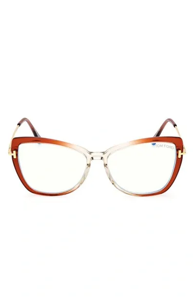 Tom Ford 55mm Butterfly Blue Light Blocking Glasses In Orange/other