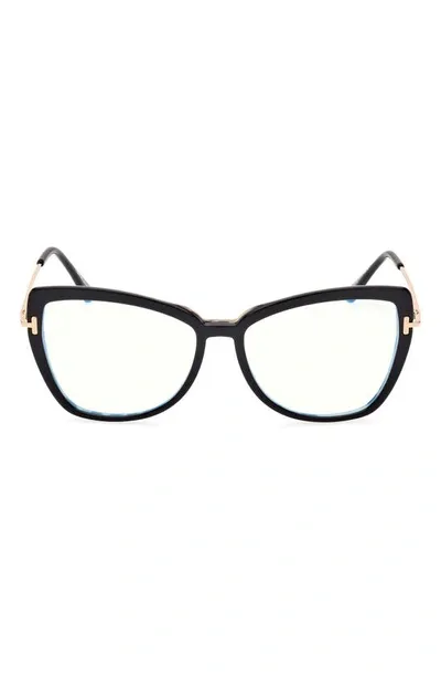 Tom Ford 55mm Butterfly Blue Light Blocking Glasses In Black