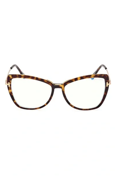 Tom Ford 55mm Butterfly Blue Light Blocking Glasses In Havana/other