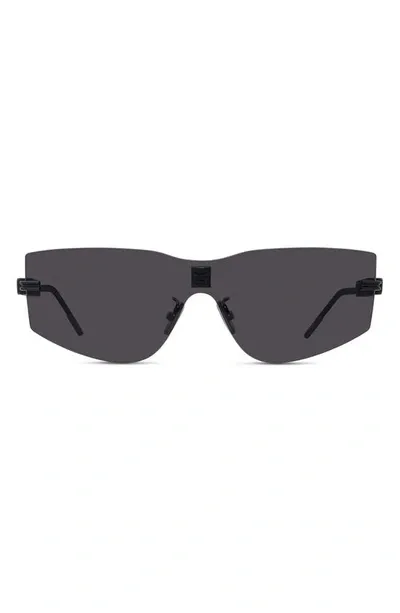 Givenchy Men's 4gem Rimless Shield Sunglasses In Matte Black Smoke