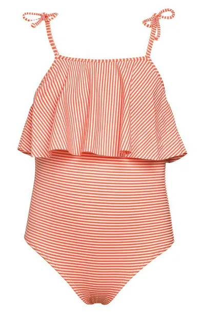 Hobie Kids' Sailor Flounce One-piece Swimsuit In Poppy