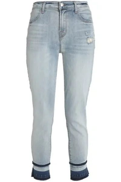 J Brand Alana Distressed Mid-rise Skinny Jeans In Light Denim