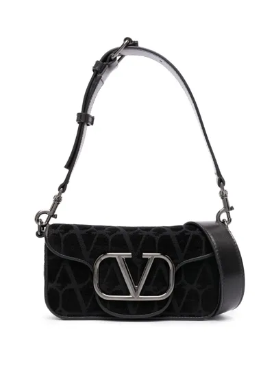 Valentino Garavani Vlogo Signature Canvas Shoulder Bag In Black